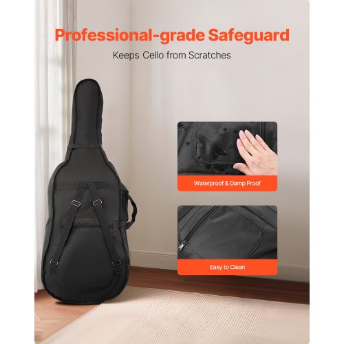 44 Full Size Cello Case Nylon Waterproof Lightweight Portable Travel