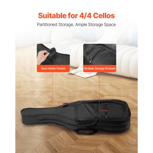 44 Full Size Cello Case Nylon Waterproof Lightweight Portable Travel
