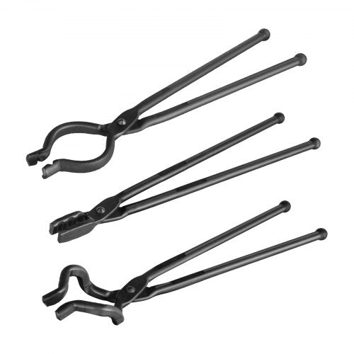 Blacksmith Tongs 18” 3 PCS VBit Bolt Tongs Wolf Jaw Tongs and Z VBit