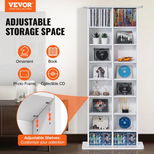 Media Storage Cabinet 8layer DVD Shelf Holds up to 464 CDs Adjustable CD