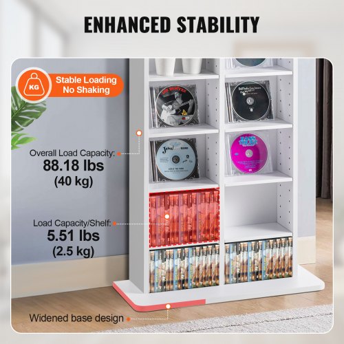 Media Storage Cabinet 8layer DVD Shelf Holds up to 464 CDs Adjustable CD