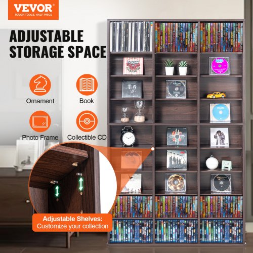 Media Storage Cabinet 9layer DVD Shelf Holds up to 756 CDs Adjustable CD
