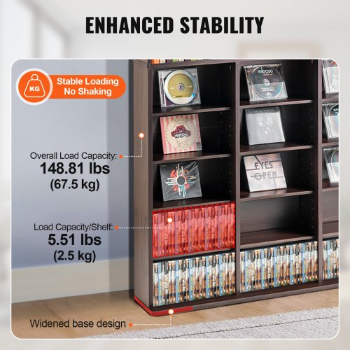 Media Storage Cabinet 9layer DVD Shelf Holds up to 756 CDs Adjustable CD