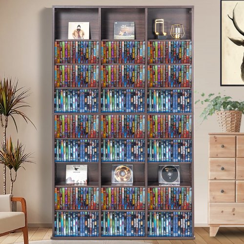 Media Storage Cabinet 9layer DVD Shelf Holds up to 756 CDs Adjustable CD