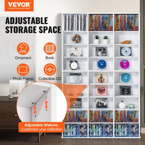 Media Storage Cabinet 9layer DVD Shelf Holds up to 756 CDs Adjustable CD