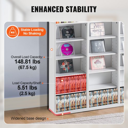 Media Storage Cabinet 9layer DVD Shelf Holds up to 756 CDs Adjustable CD