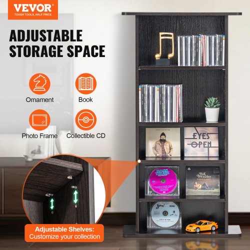 Media Storage Cabinet 5layer DVD Shelf Holds up to 240 CDs Adjustable CD