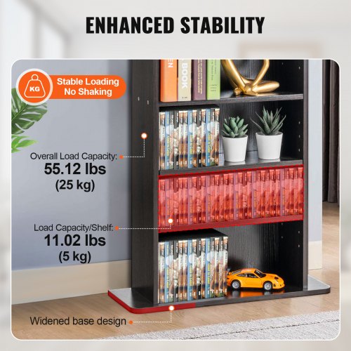 Media Storage Cabinet 5layer DVD Shelf Holds up to 240 CDs Adjustable CD
