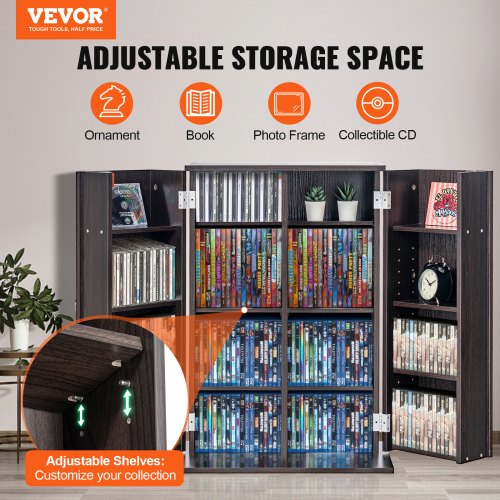Media Storage Cabinet Dvd With Doors And Shelves Cd Holds Up To 576 Cds