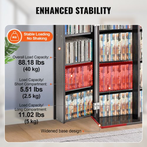 Media Storage Cabinet Dvd With Doors And Shelves Cd Holds Up To 576 Cds