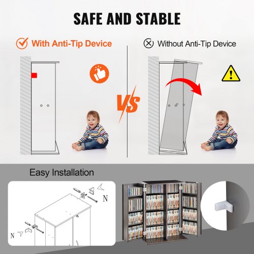Media Storage Cabinet Dvd With Doors And Shelves Cd Holds Up To 576 Cds