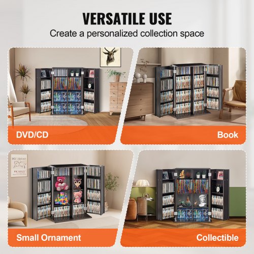 Media Storage Cabinet Dvd With Doors And Shelves Cd Holds Up To 576 Cds