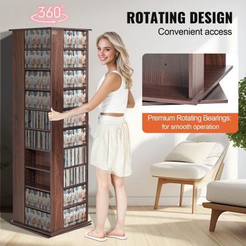 Media Storage Cabinet Rotating Media Tower Holds up to 1040 CDs Protects