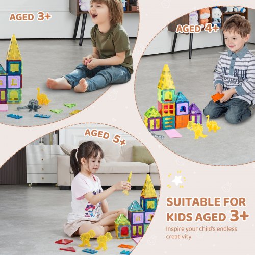 Magnetic Tiles 56 PCS Magnetic Animals Building Blocks for Kids Magnet