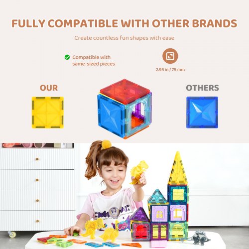 Magnetic Tiles 56 PCS Magnetic Animals Building Blocks for Kids Magnet