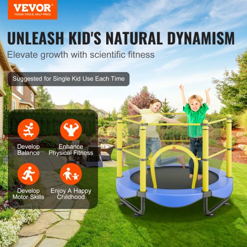 5FT Trampoline for Kids 60 Indoor Outdoor Trampoline with Safety Enclosure