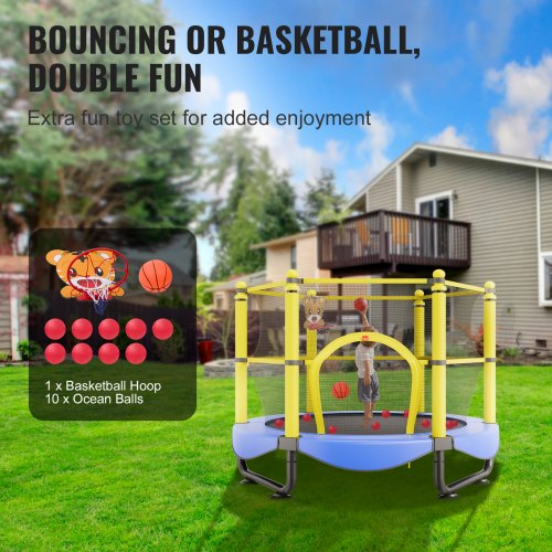 5FT Trampoline for Kids 60 Indoor Outdoor Trampoline with Safety Enclosure