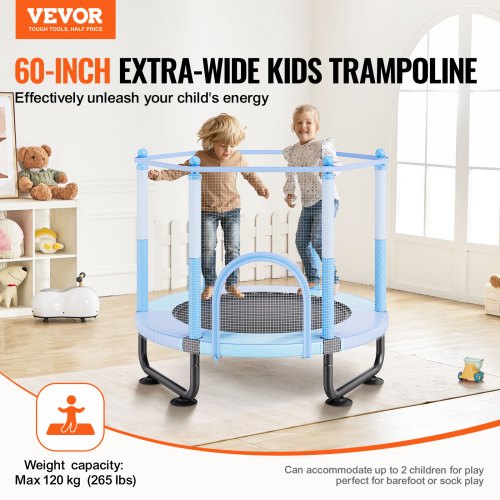 60 Kids Trampoline 5FT Indoor Outdoor Trampoline Mini Toddler