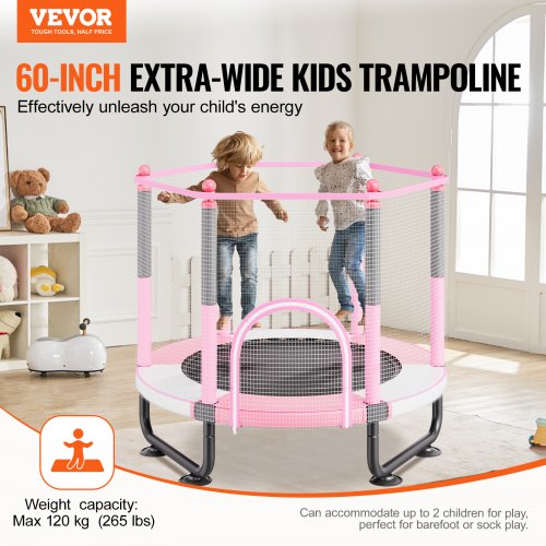 60 Kids Trampoline 5FT Indoor Outdoor Trampoline Mini Toddler