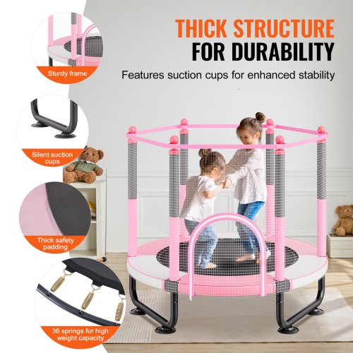 60 Kids Trampoline 5FT Indoor Outdoor Trampoline Mini Toddler