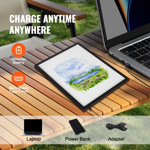 Light Board A3 LED Light Pad with 6 Level Dimmable Brightness Rechargeable