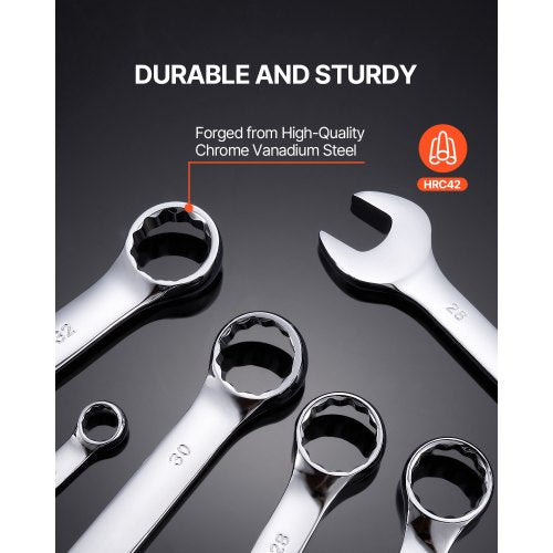 Combination Wrench Set 25Piece Open End Wrench Set with Rollup Pouch