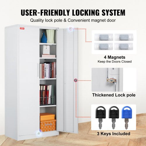 Metal Storage Cabinet Steel Locking Storage Cabinet with 2 Magnetic Doors