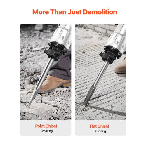 Demolition Jack Hammer 3500W Jack Hammer Concrete Breaker 2pcs Chisel