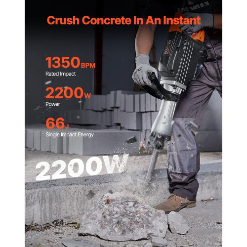 Demolition Jack Hammer 2200W Electric Jackhammer Heavy Duty 1350 BPM