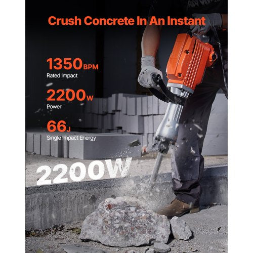 Demolition Jack Hammer 2200W 1400 BPM Jack Hammer Concrete Breaker Heavy