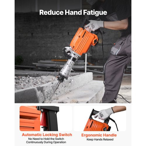 Demolition Jack Hammer 2200W 1400 BPM Jack Hammer Concrete Breaker Heavy