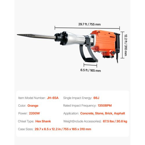 Demolition Jack Hammer 2200W Electric Jackhammer Heavy Duty 1350 BPM
