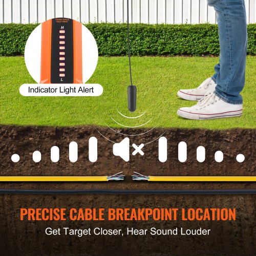 Underground Cable Locator 3 FT Max Detection Depth Wire Tracer Break
