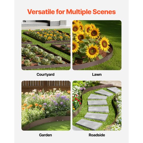 Steel Landscape Edging 5 Packs 39 x 4 in RustResistant Metal Landscape