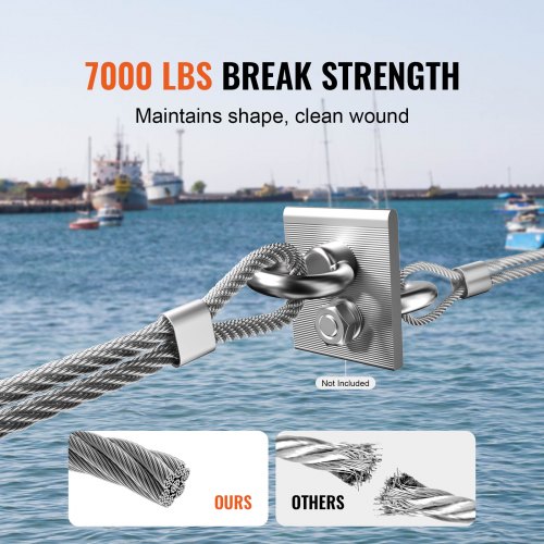Wire Rope 14 250 ft Zinc Galvanized Carbon Steel Cable with Gloves 7000