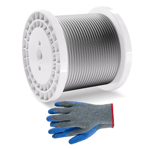 Wire Rope 14 250 ft Zinc Galvanized Carbon Steel Cable with Gloves 7000