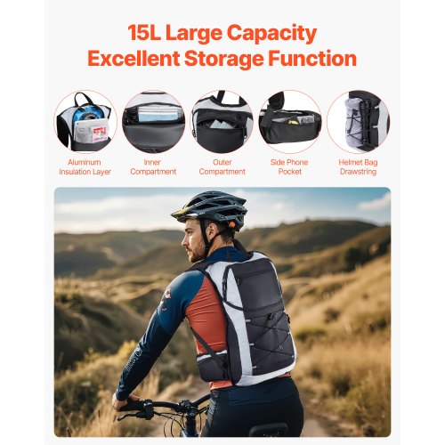 Hydration Backpack 15L Insulated Hydration Pack Backpack with 3L TPU Water