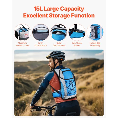 Hydration Backpack 15L Insulated Hydration Pack Backpack with 3L TPU Water