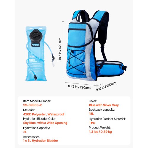 Hydration Backpack 15L Insulated Hydration Pack Backpack with 3L TPU Water