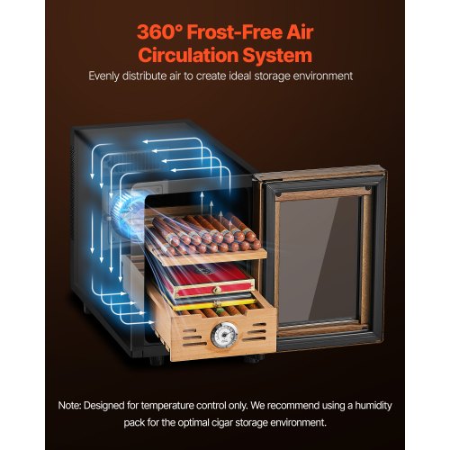 Electric Humidor 16L 100 Counts Cigar Cabinet With Cooling Temperature Control