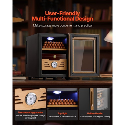 Electric Humidor 16L 100 Counts Cigar Cabinet With Cooling Temperature Control