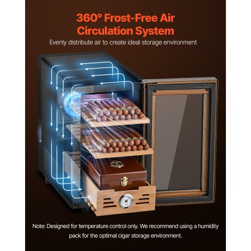 Electric Humidor 23L 150 Counts Cigar Cabinet With Cooling Temperature Control
