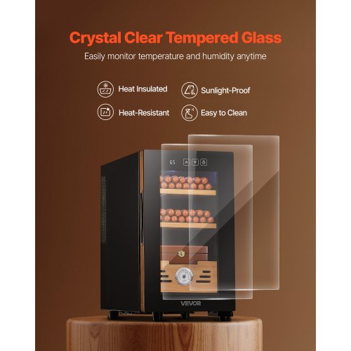 Electric Humidor 23L 150 Counts Cigar Cabinet With Cooling Temperature Control