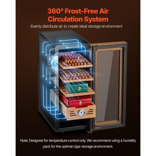 Electric Humidor 33L 250 Counts Cigar Cabinet With Cooling Temperature Control