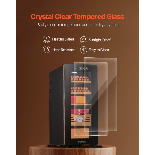 Electric Humidor 33L 250 Counts Cigar Cabinet With Cooling Temperature Control