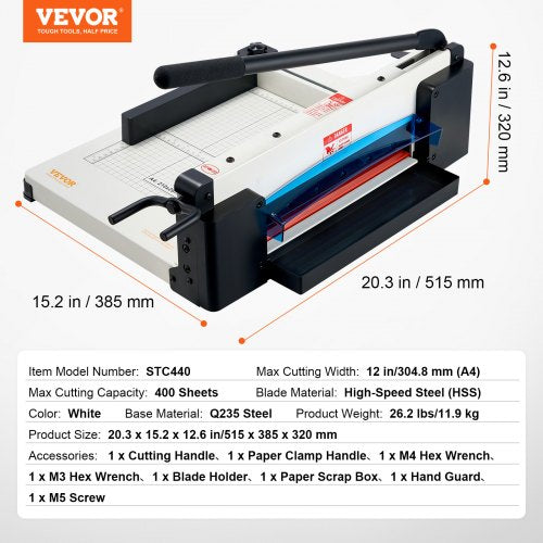 Heavy Duty Paper Cutter 12 Industrial Commercial Guillotine Paper Cutter