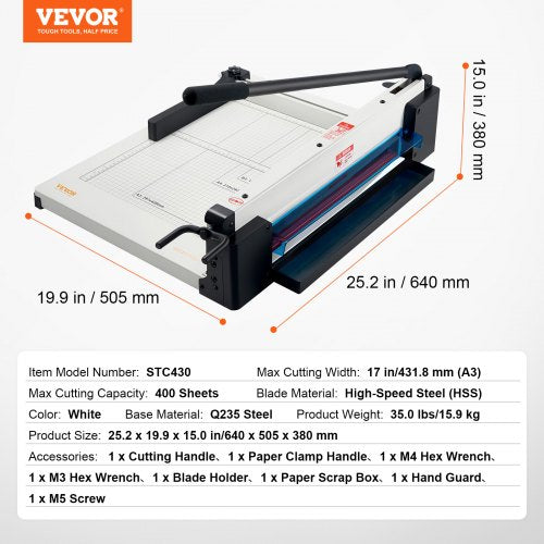 Heavy Duty Paper Cutter 17 Industrial Commercial Guillotine Paper Cutter