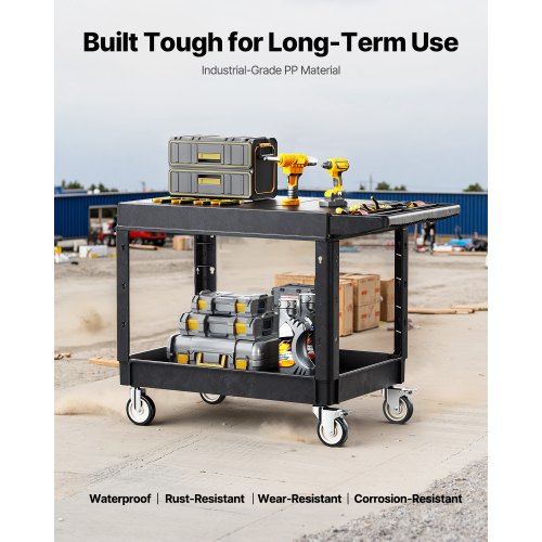 Utility Cart 550 lbs Load Capacity 37 x 25.4inch Service Cart TwoShelf