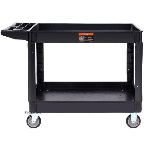Utility Service Cart 2 Shelf 550LBS Heavy Duty Plastic Rolling Utility Cart