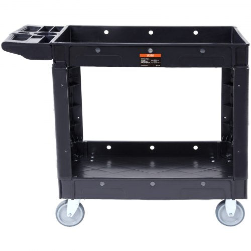 Utility Service Cart 2 Shelf 550LBS Heavy Duty Plastic Rolling Utility Cart